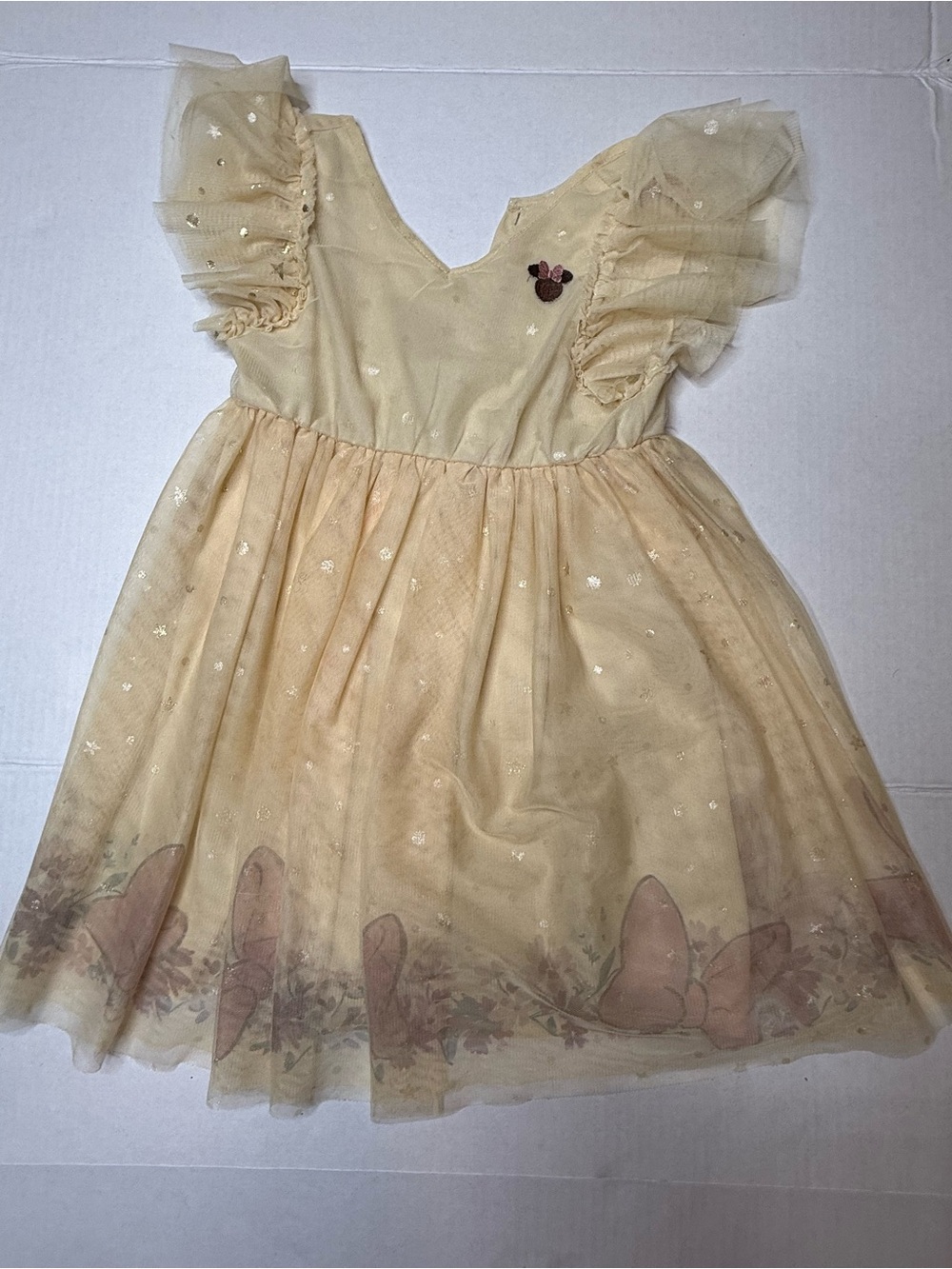 Disney Minnie Mouse Toddler Girl Tutu Dress w/Gold Stars-Size 5T-Cream Color